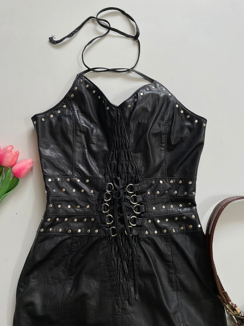 Faux Leather Dress-Bust 30