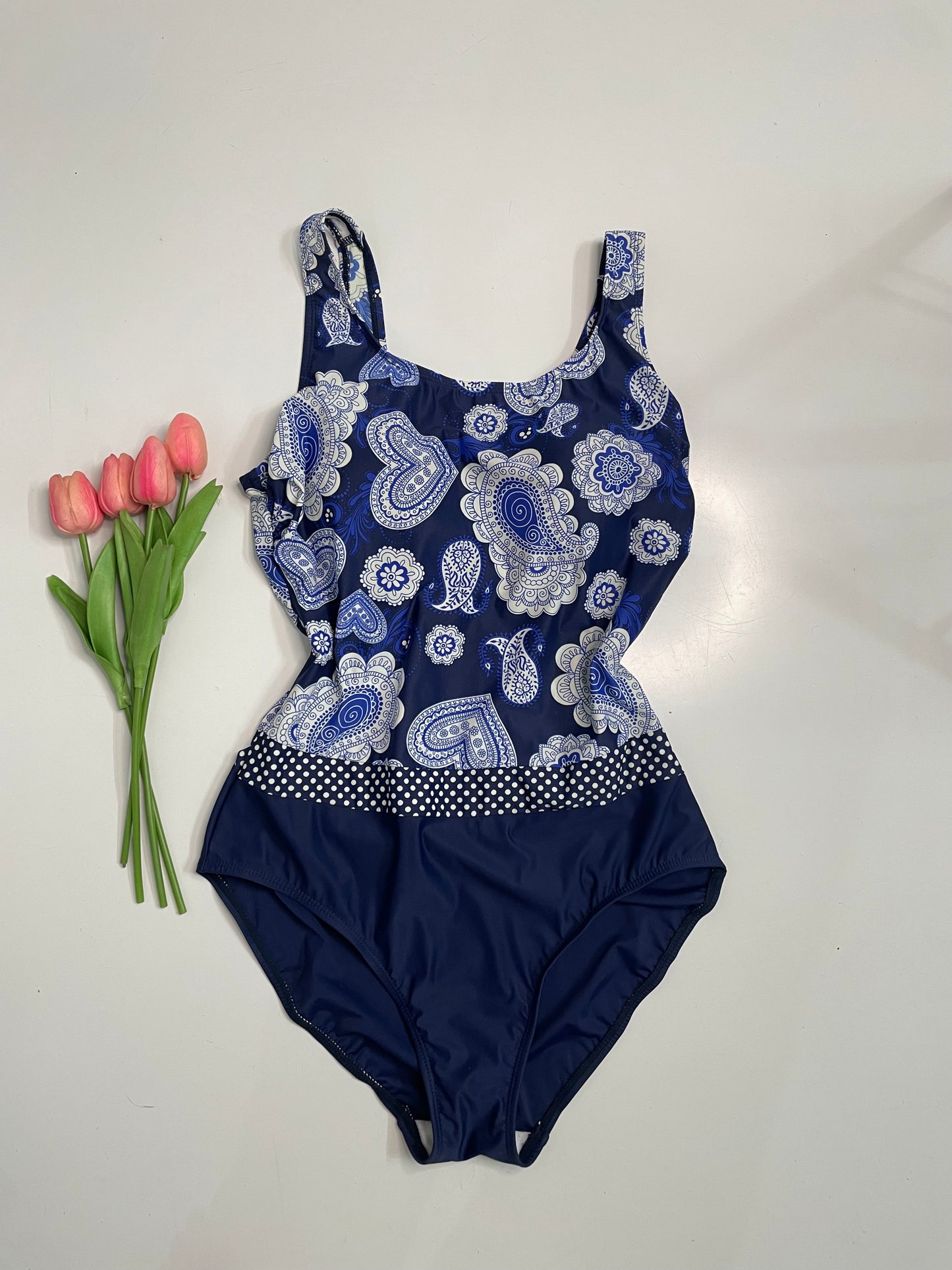 BLUE PAISLEY SWIMSUIT - BUST 36 to 38