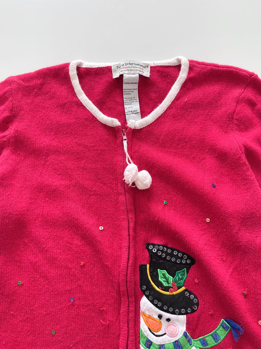 Tiara International Christmas Embroidered Zipper Sweater-Bust 44