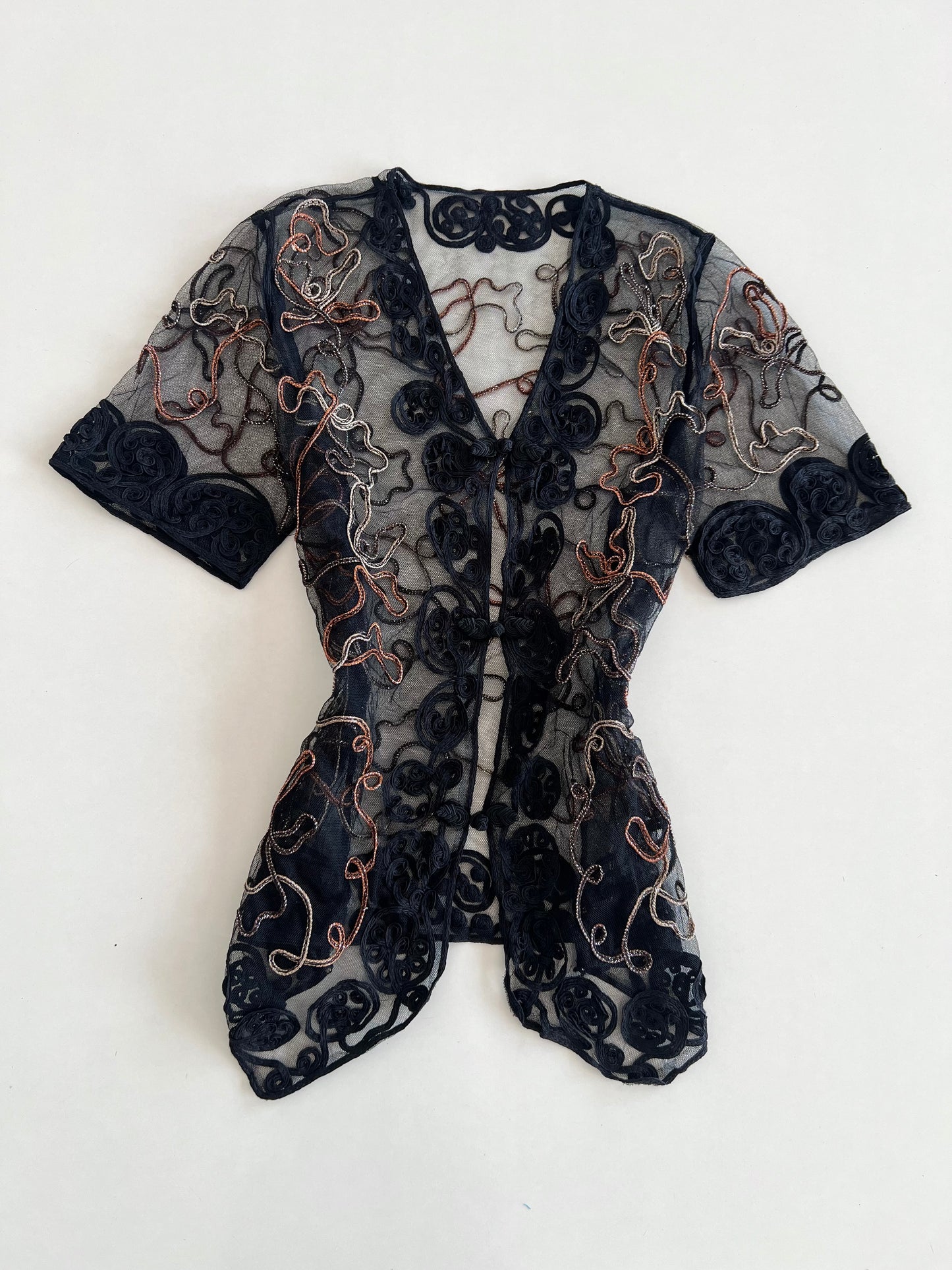 Embroidered Sheer Top-Bust 40