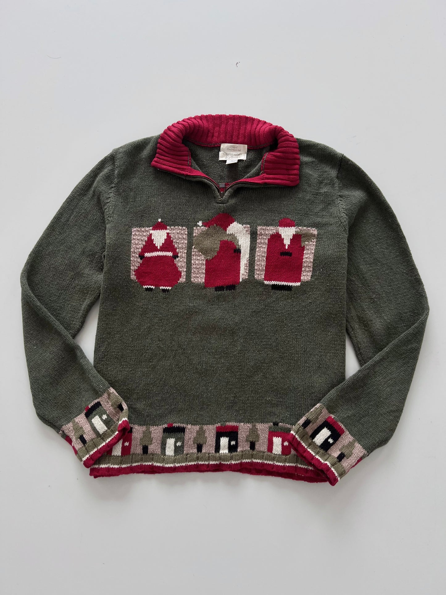 Christopher & Banks Hand Embroidered Christmas Sweater-Bust 44