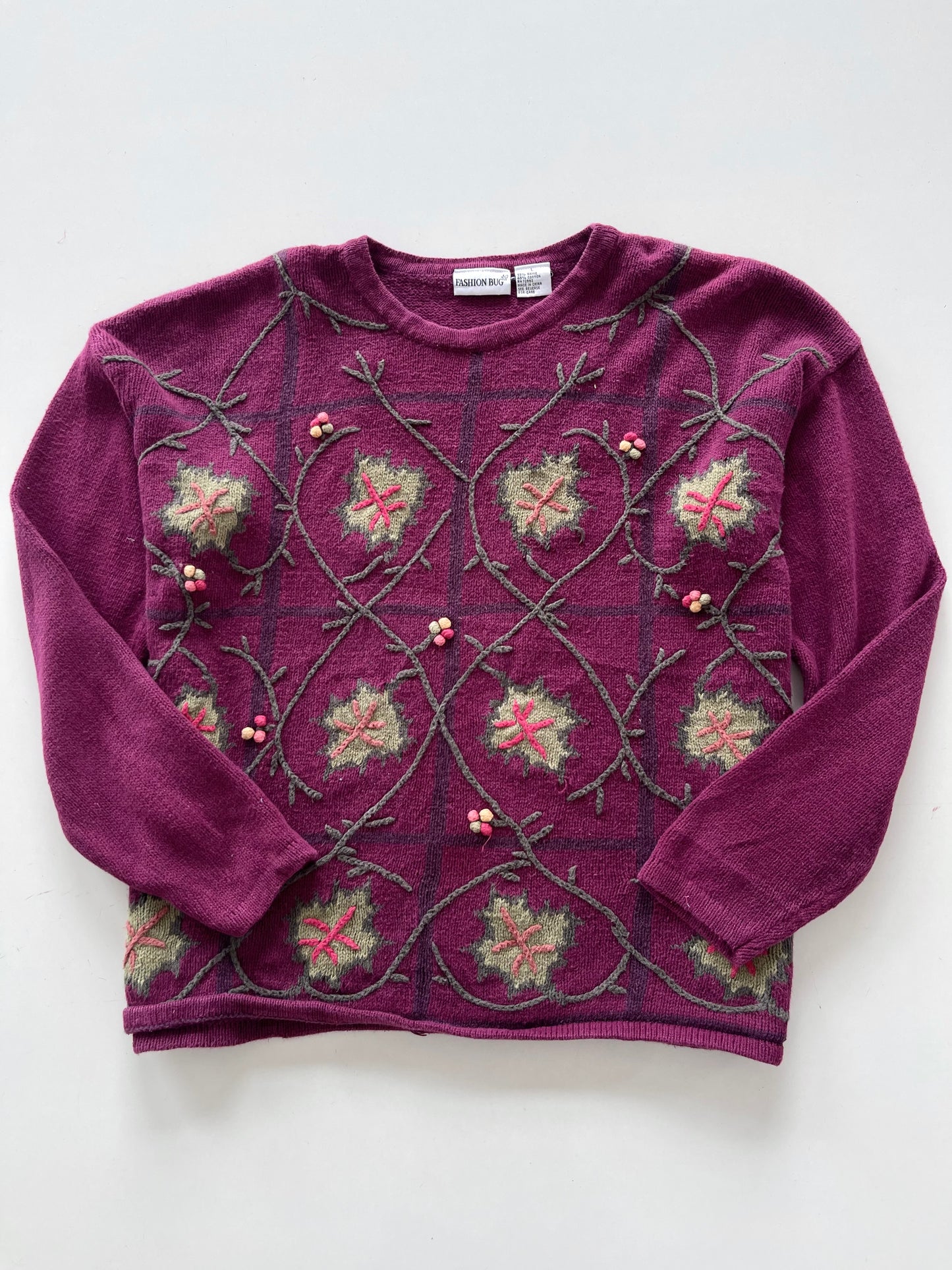 Fashion Bug Embroidered Vintage Sweater-Bust 48