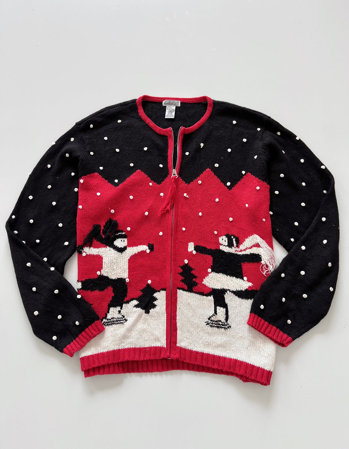 Gallagher Embroidered Christmas Zipper Sweater -Bust 50