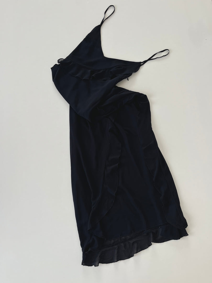 White Fox Ruffle Slip Dress-Bust 32