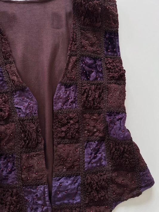 Vintage Embroidered Velvet Vest-Bust 40