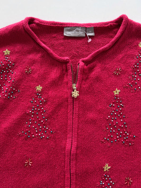 Croft & Barrow Embroidered Christmas Zipper-Bust 50