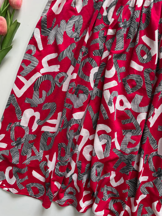 RED PRINTED SKIRT - WAIST 26