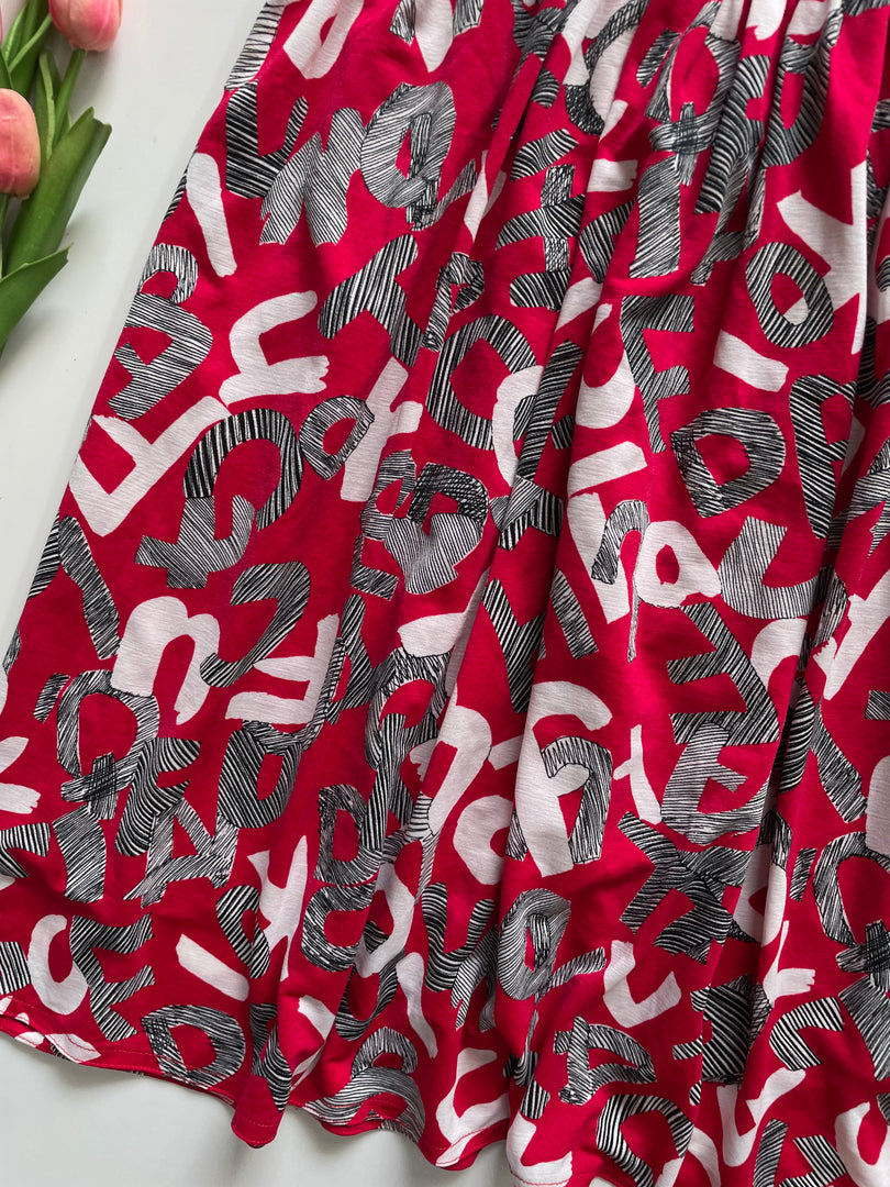 RED PRINTED SKIRT - WAIST 26