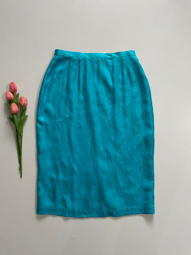 100% SILK SOLID SKIRT - WAIST 30