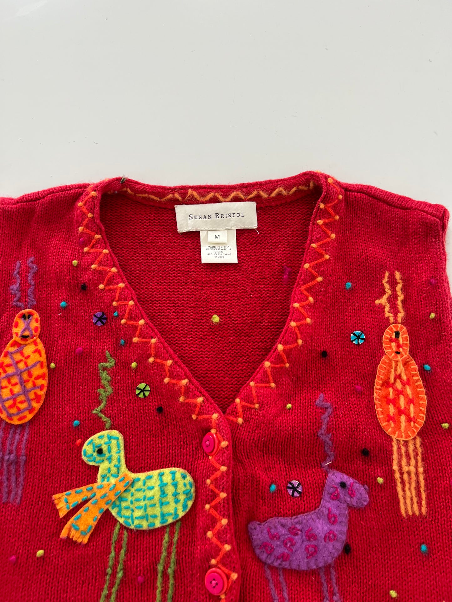Susan Bristol Embroidered Sweater Vest-Bust 48