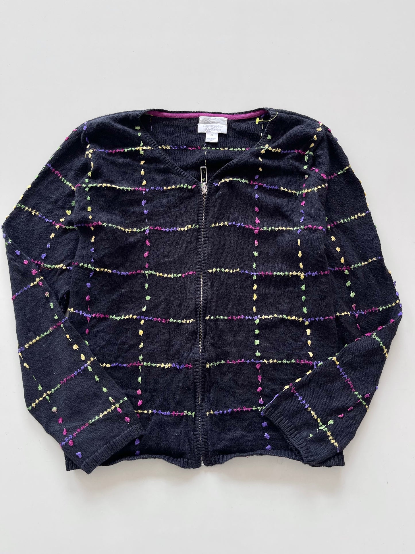Christopher & Banks Embroidered Vintage Zipper-Bust 44