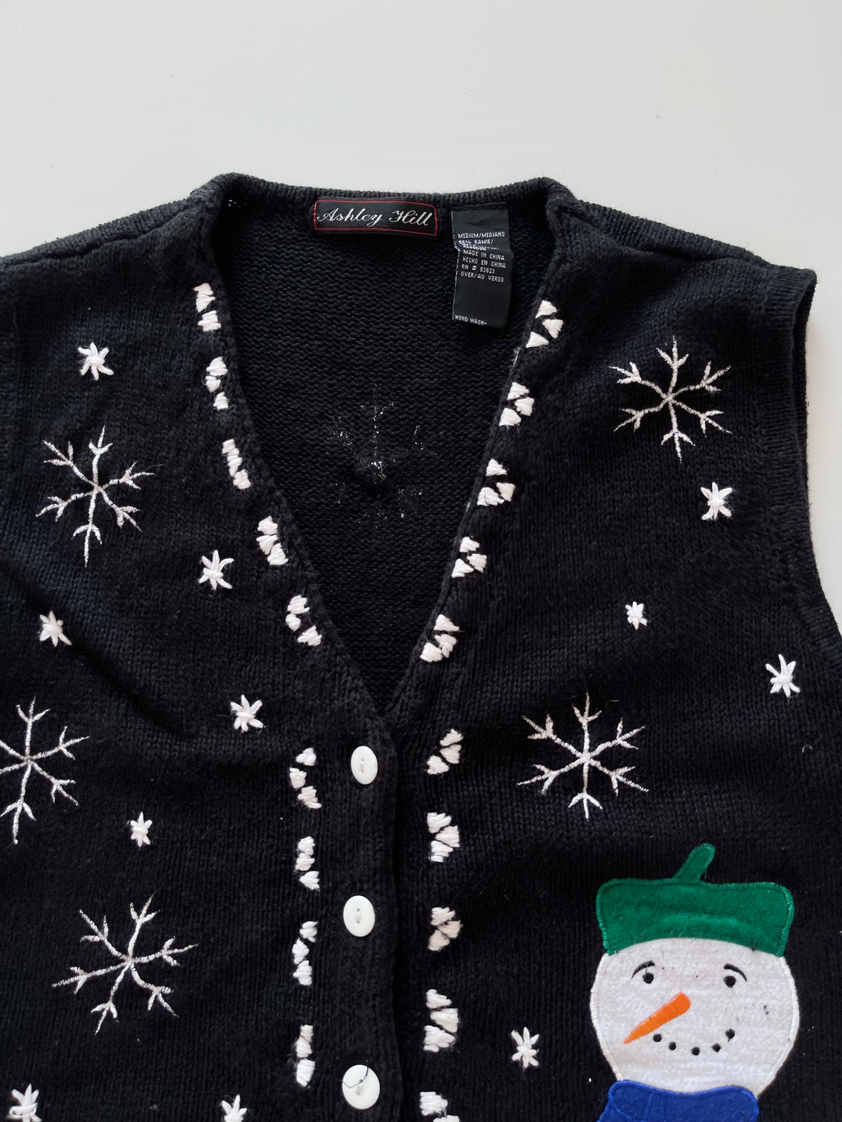 Ashley Yeill Embroidered Christmas Vest Sweater-Bust 40