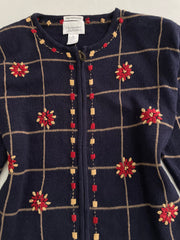 Christopher & Banks Hand Embroidered Zipper Sweater-Bust 44