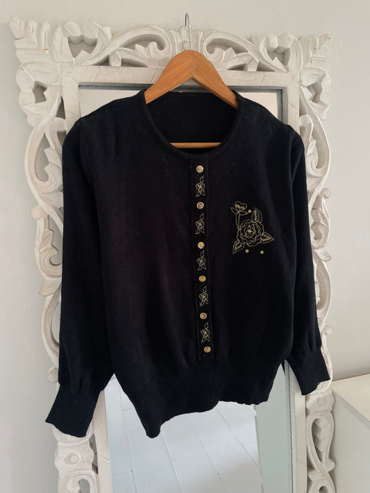 Embroidered Vintage Sweater-Bust 38