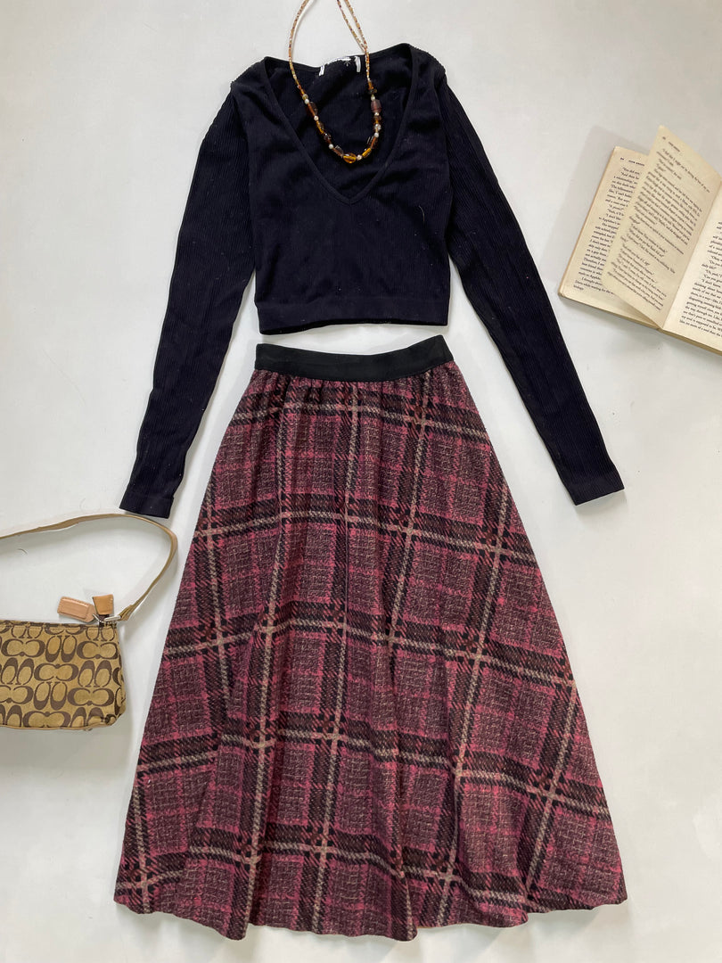 Vintage Warm Tweed Skirt-Waist 28 to 32