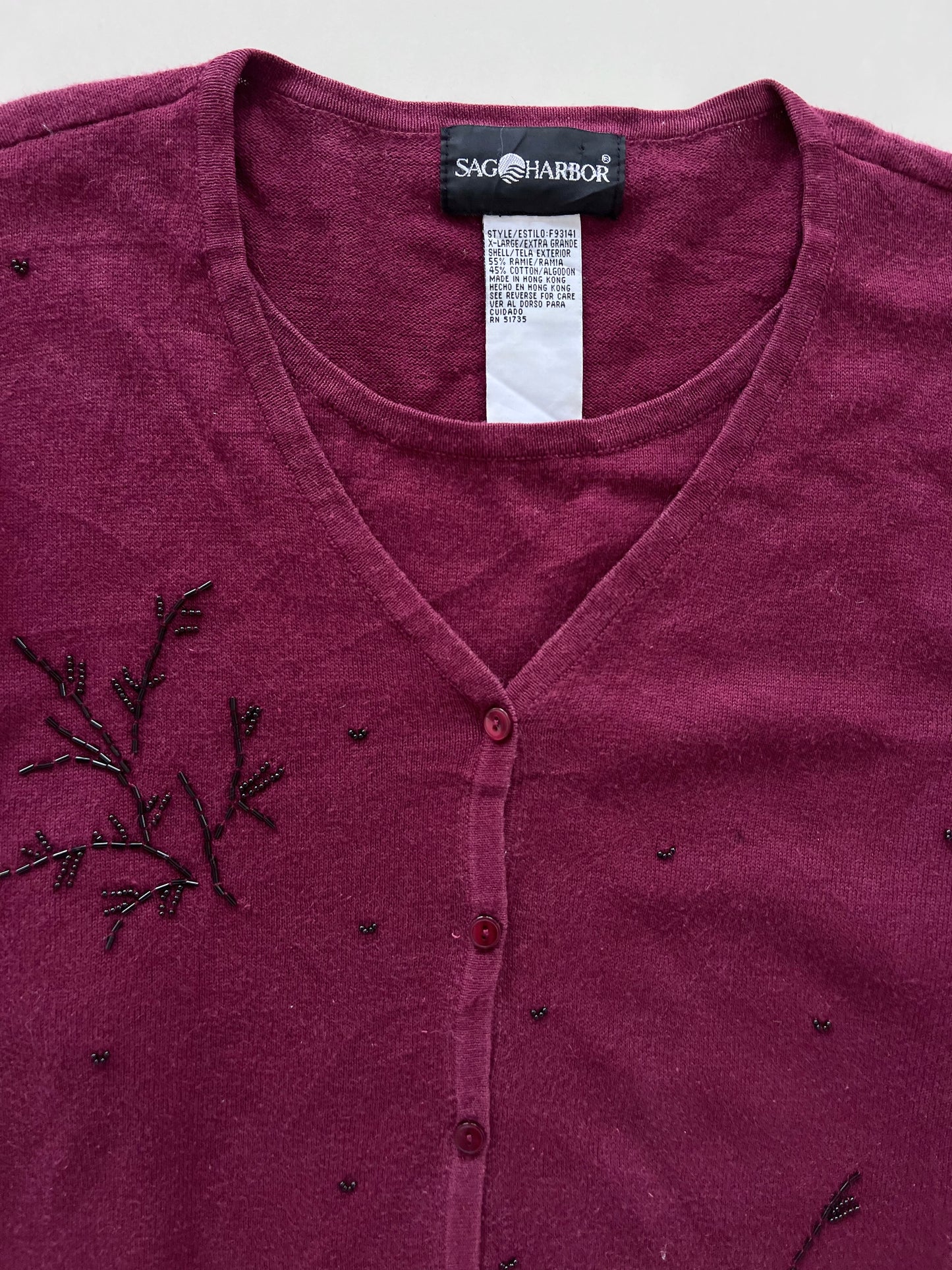 Sag Harbor Embroidered Cardigan-Bust  48