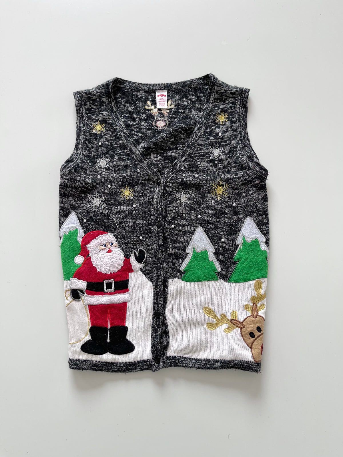Holiday Time Embroidered Christmas Vest Sweater-Bust 46