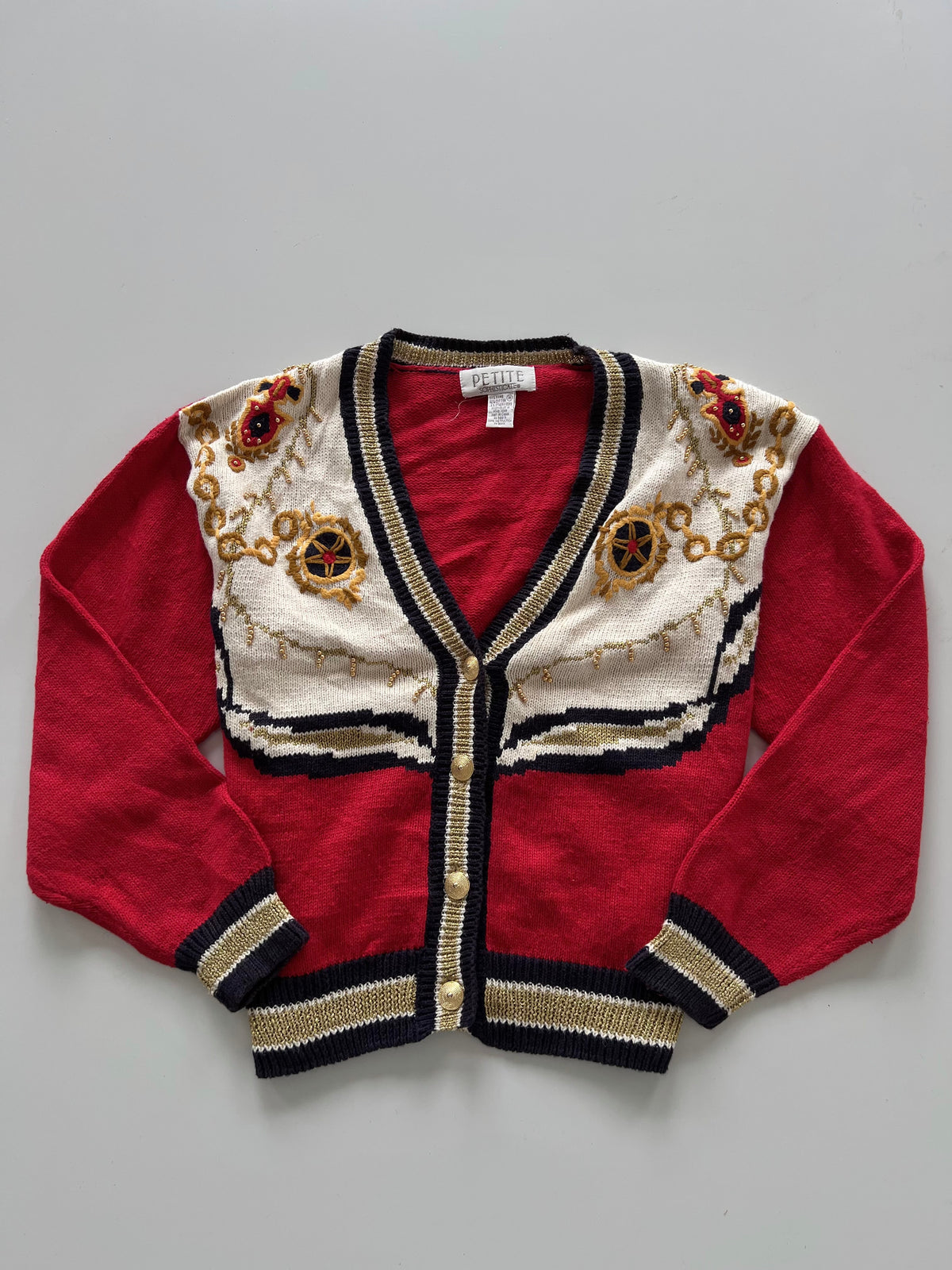 Petite Sophisticate Embroidered Christmas Sweater-Bust 44