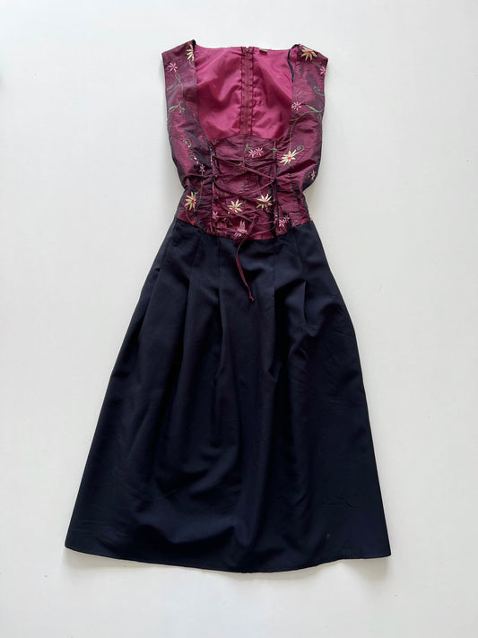 Vintage Bodice Embroidered Dress-Bust 42