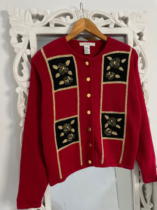 Embroidered Vintage Sweater-Bust 38