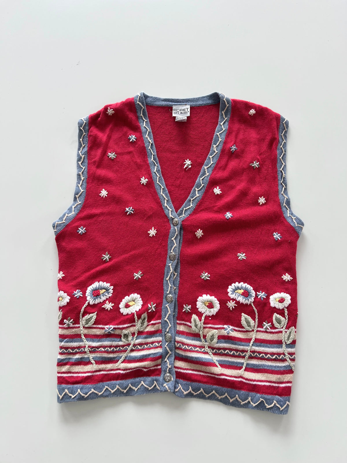 Koret City Blues Embroidered Vest Sweater-Bust 46