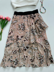 Paisley Ruffle Long Skirt-Waist 28 to 30