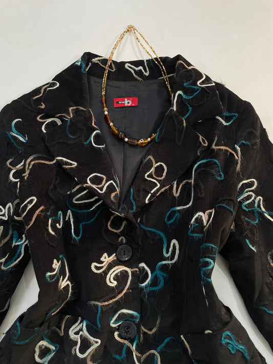 Briachy Embroidered Vintage Corduroy Blazer-Bust 40