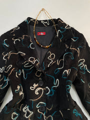 Briachy Embroidered Vintage Corduroy Blazer-Bust 40