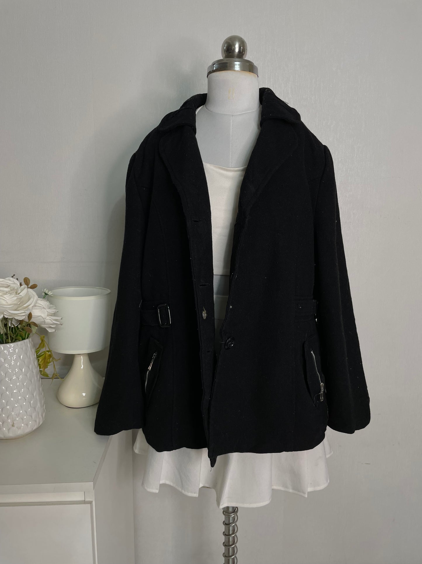 Jet Black Tweed Jacket -Bust 42