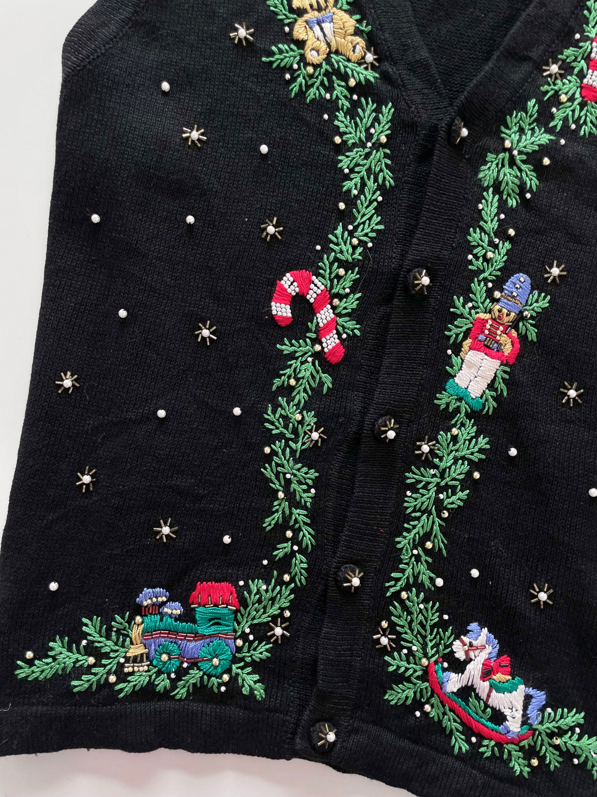 Victoria Jones Christmas Embroidered Vest Sweater-Bust 50