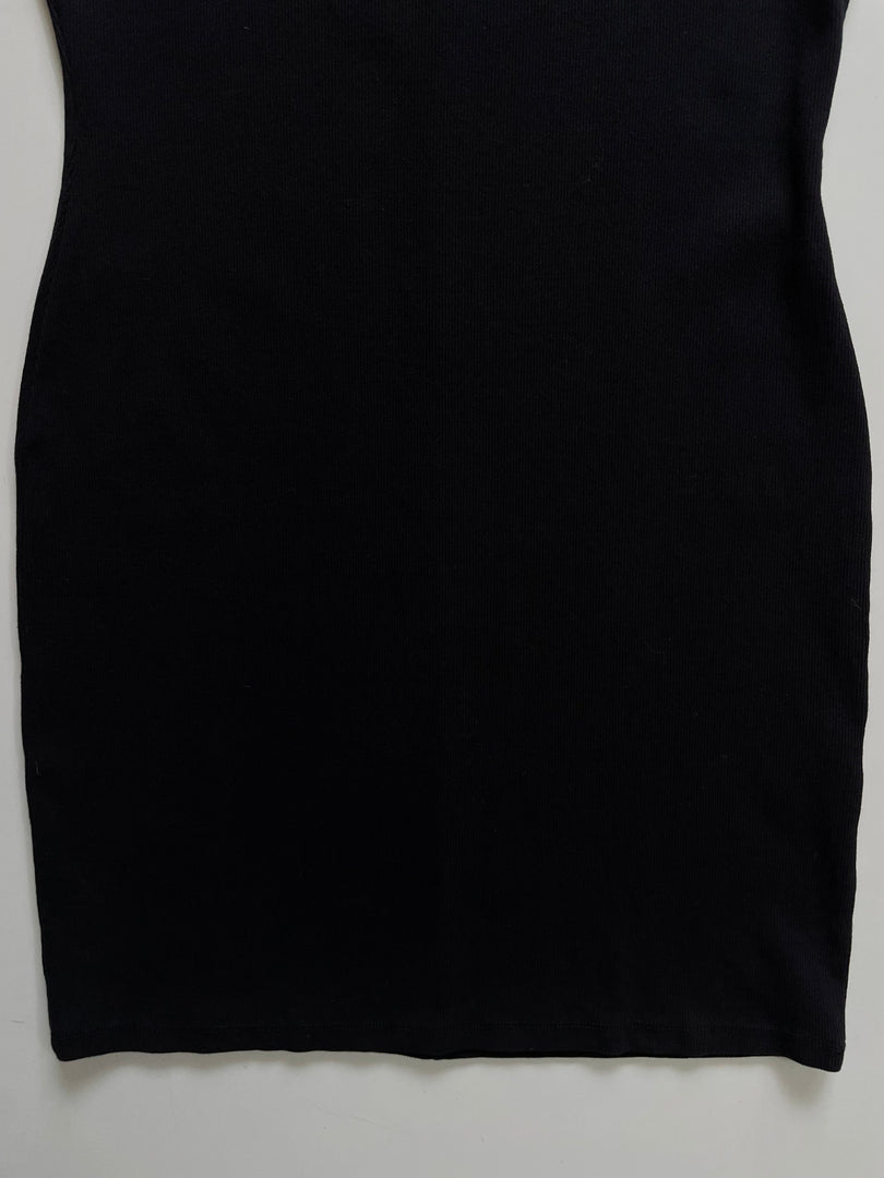 H&M RIBBED BLACK DRESS - BUST 34 TO 38