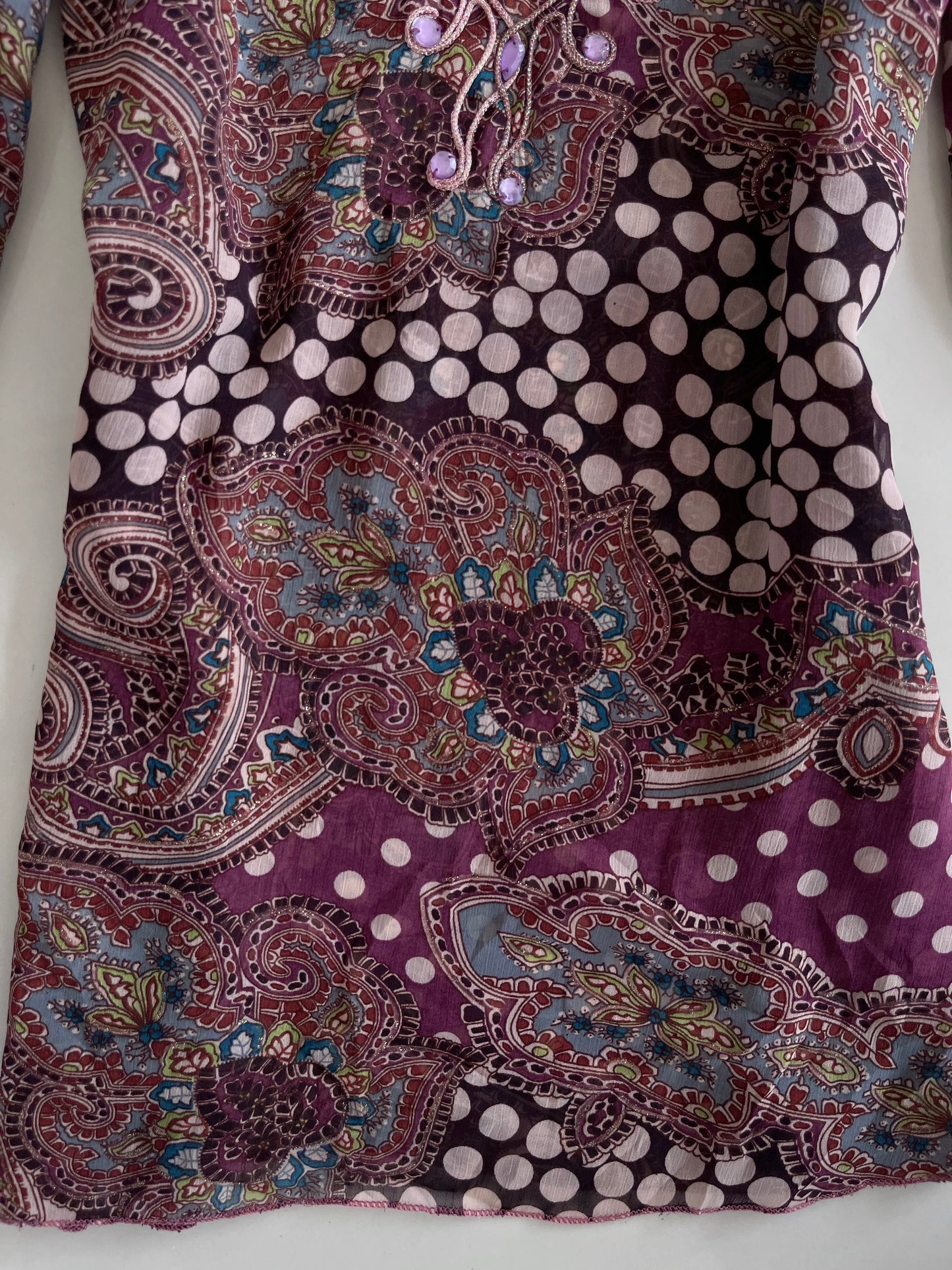 Edera Embroidered Sheer Top-Bust 42