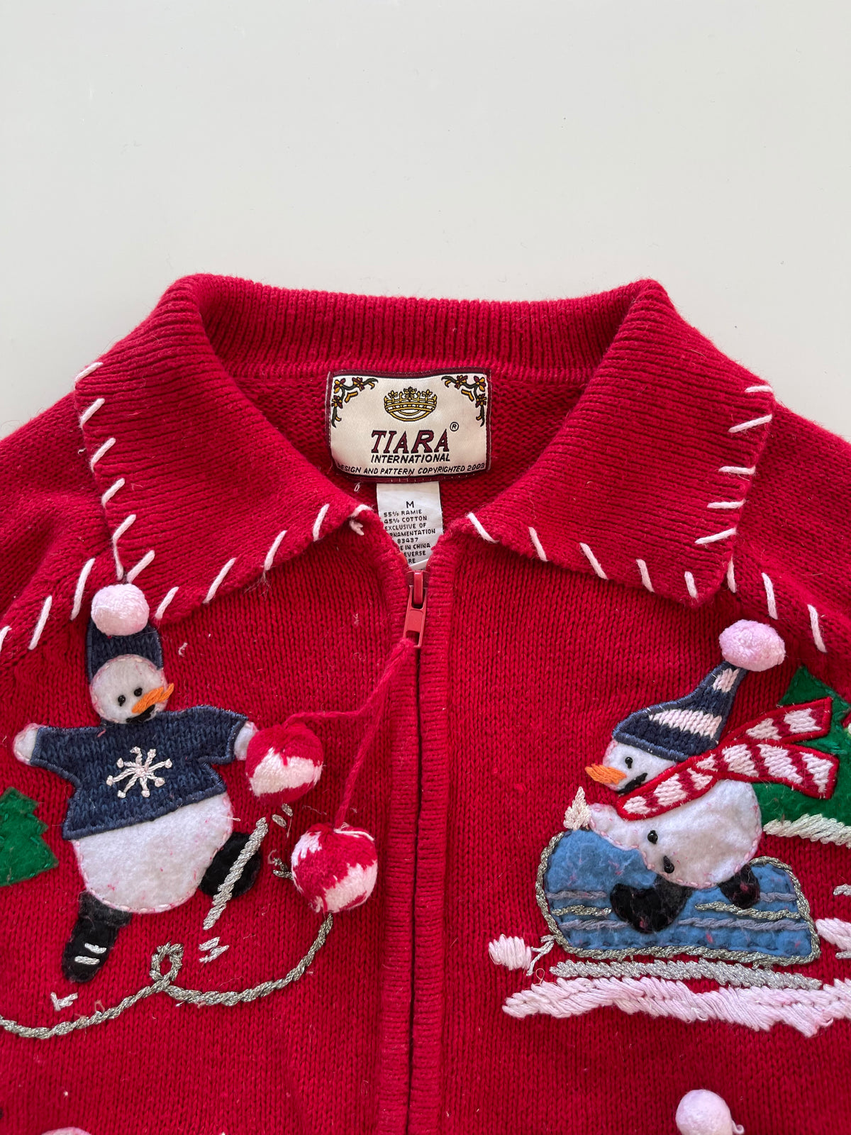 Tiara International Christmas Embroidered Zipper Sweater-Bust 44