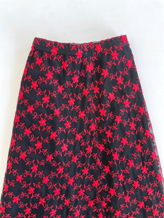 Embroidered Semi Sheer Skirt-Waist 32 to 36