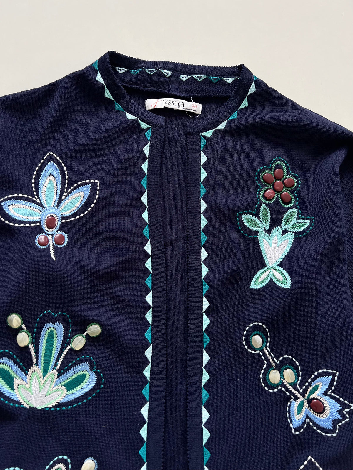 Jessica Embroidered Sweater Shrug-Bust 40