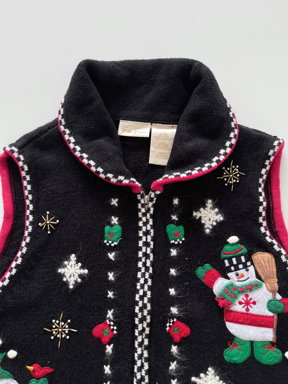 Bobbie Brooks Embroidered Christmas Vest Sweater-Bust 42