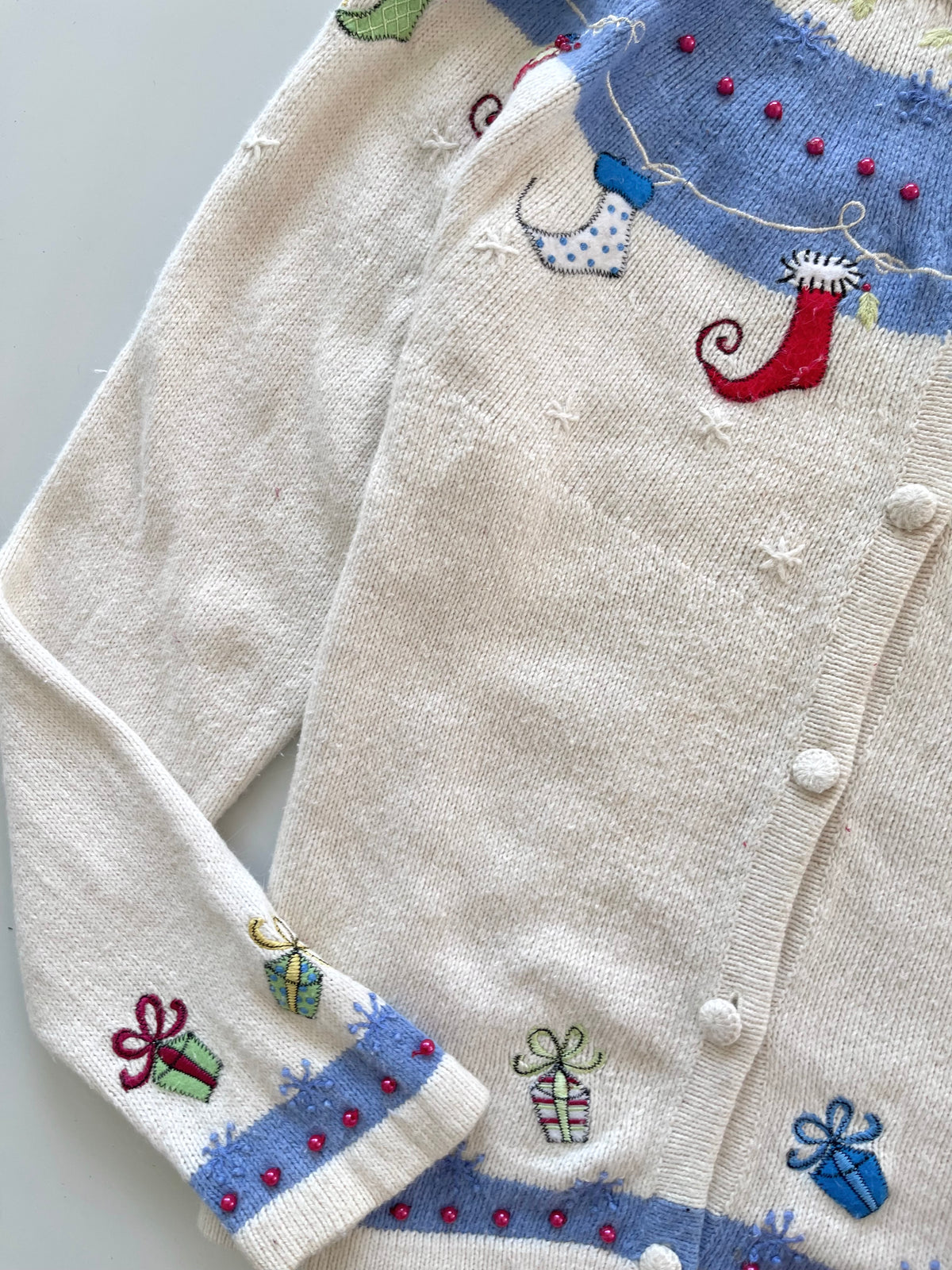 Croft & Barrow Christmas Embroidered Cardigan Sweater-Bust 42