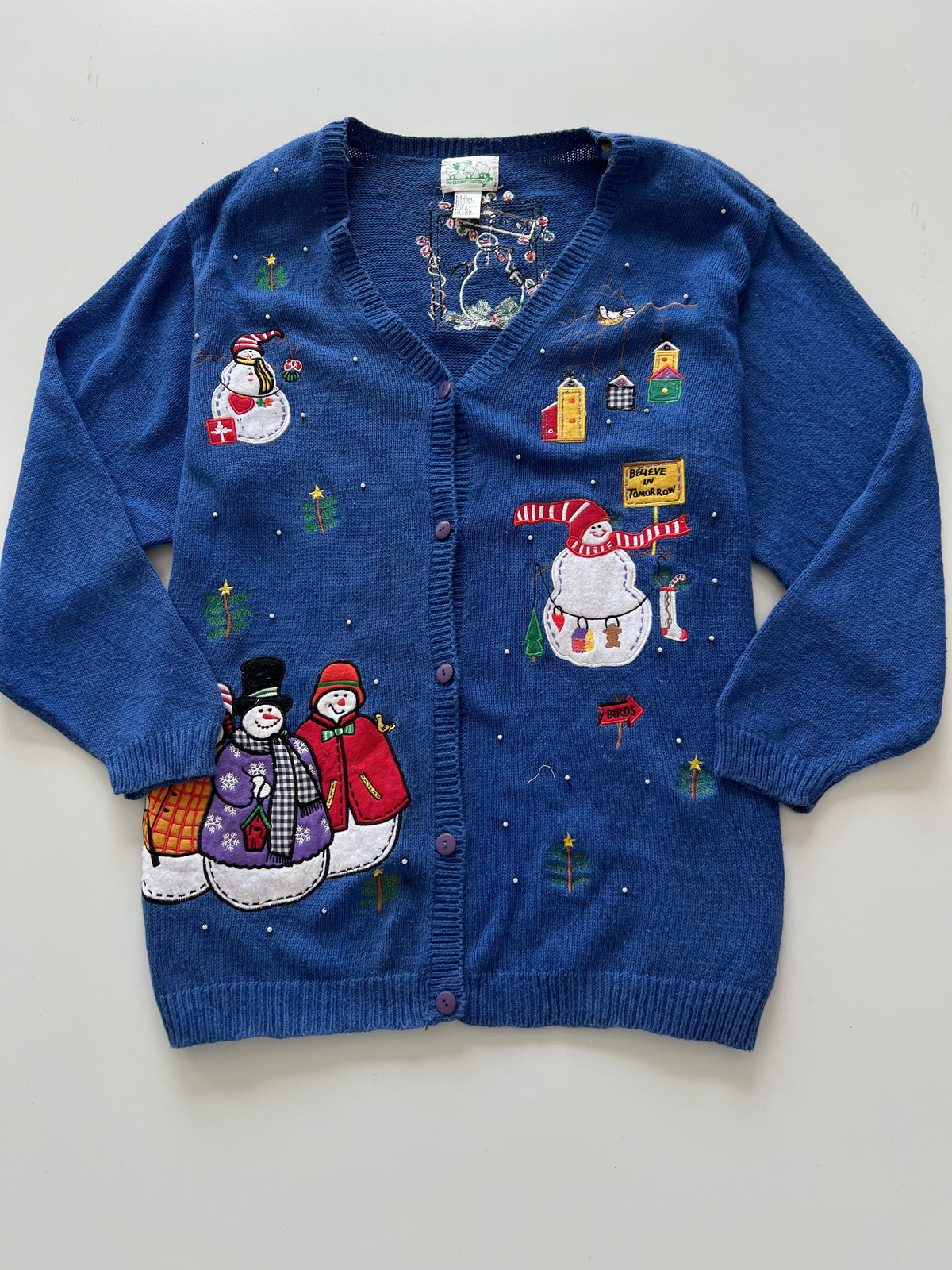 The Quacker Factory Embroidered Christmas Cardigan Sweater-Bust 52