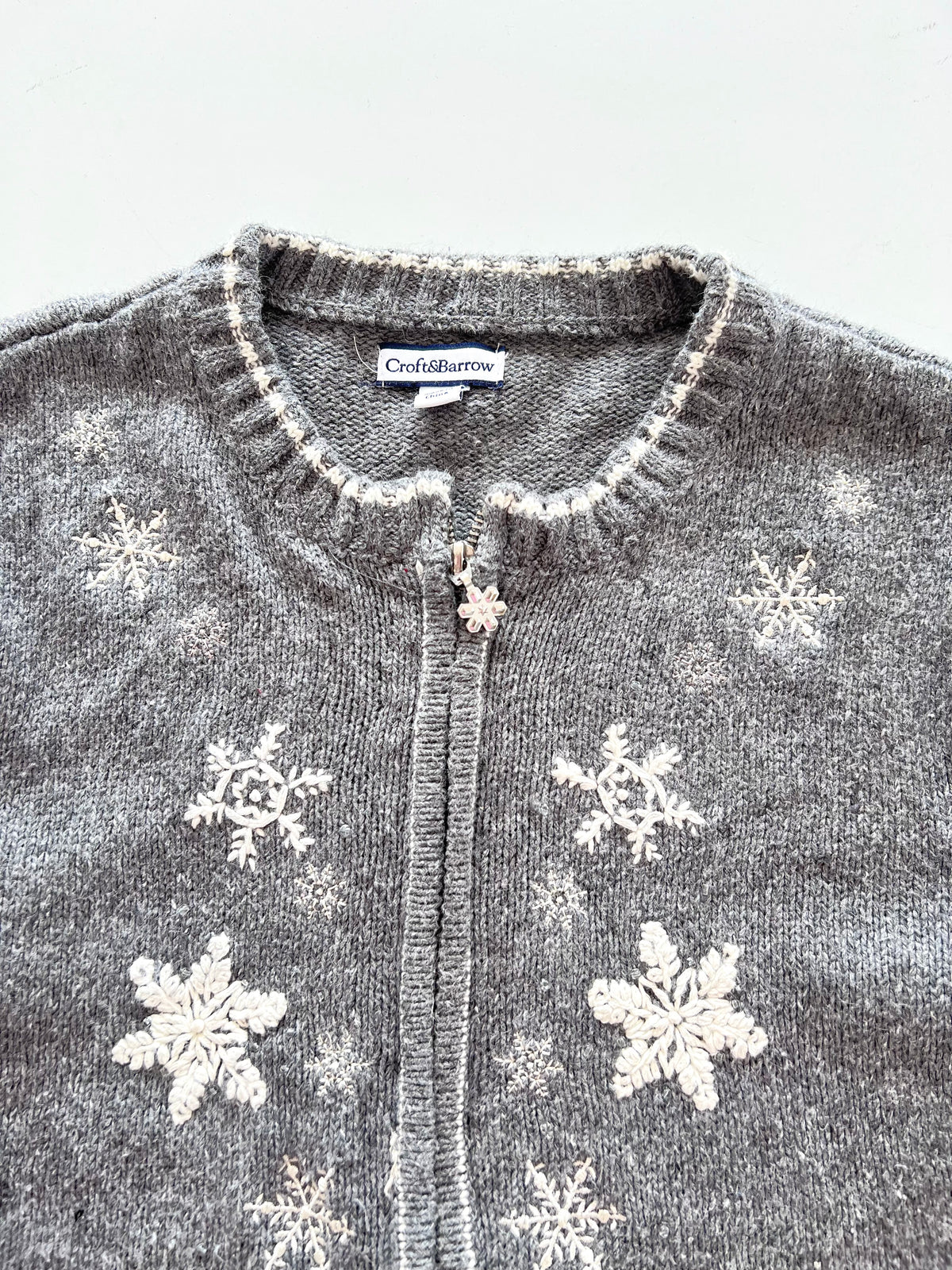 Croft&Barrow Embroidered Christmas Zipper Sweater-Bust 42