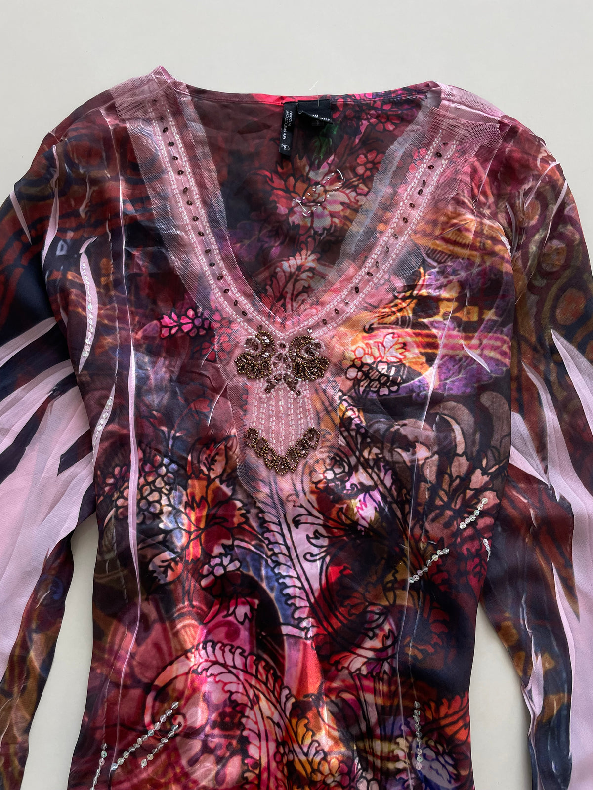 New Directions Embroidered Sheer Top-Bust 48