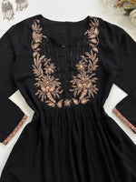 Load image into Gallery viewer, Black Embroidered Kurti-Bust 34
