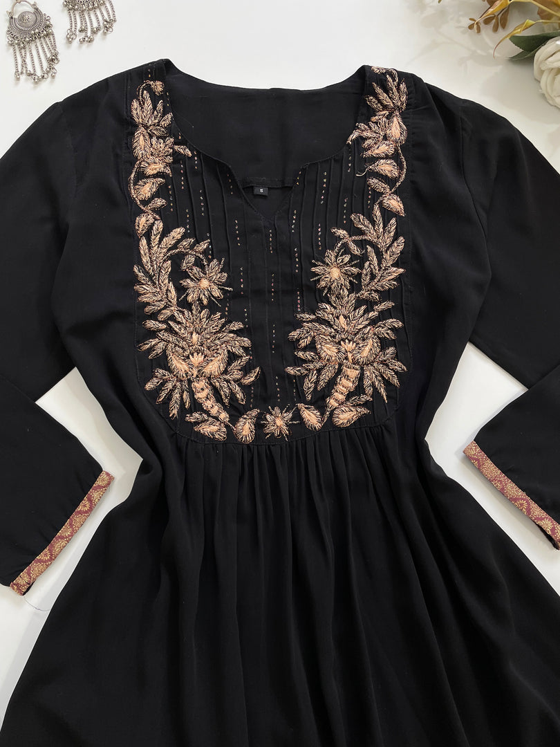 Black Embroidered Kurti-Bust 34