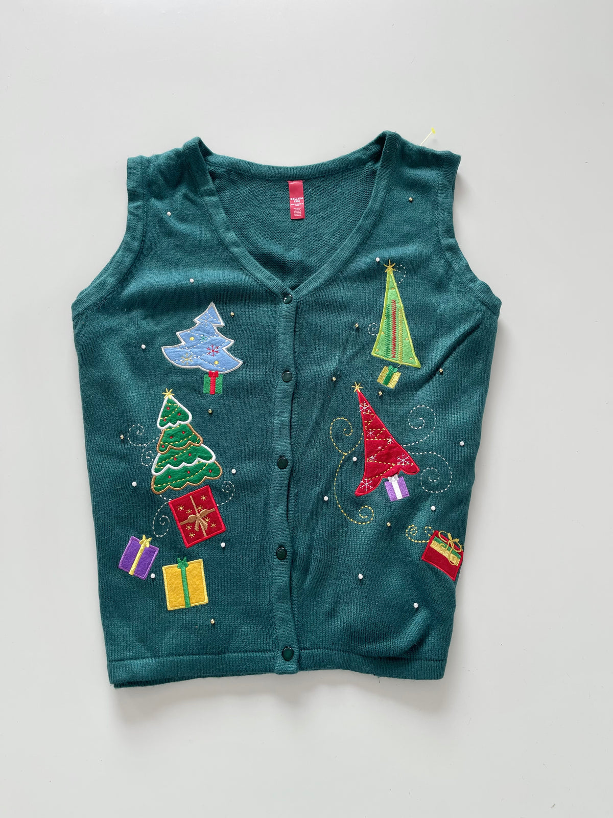Embroidered Christmas Vest Sweater-Bust 48