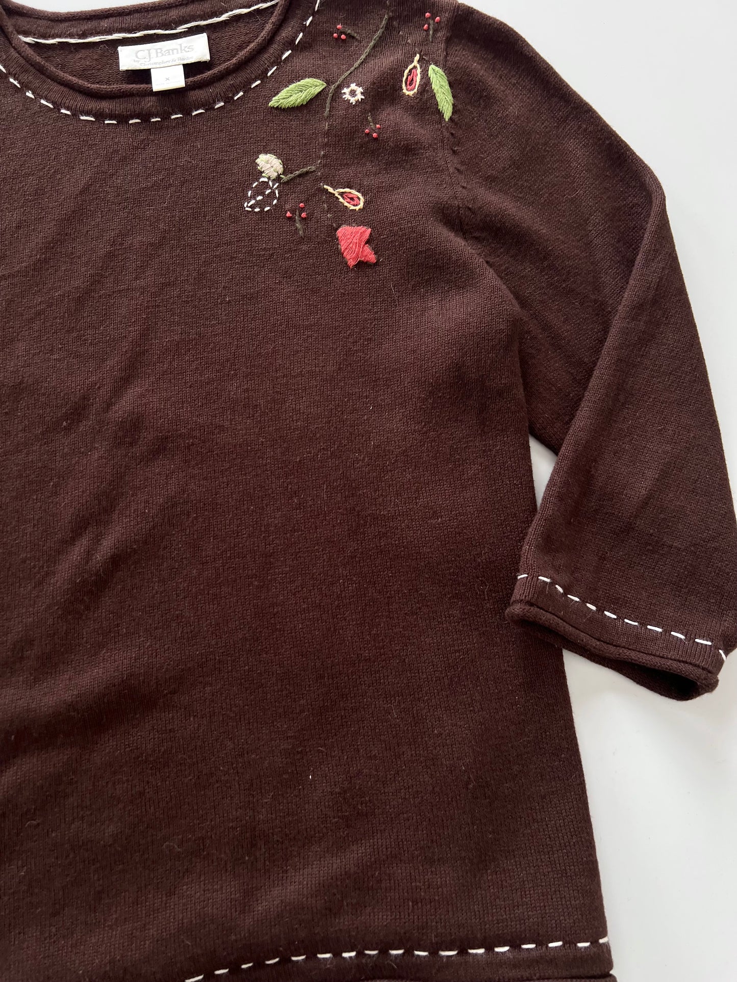 Cj Banks Embroidered Sweater-Bust 44