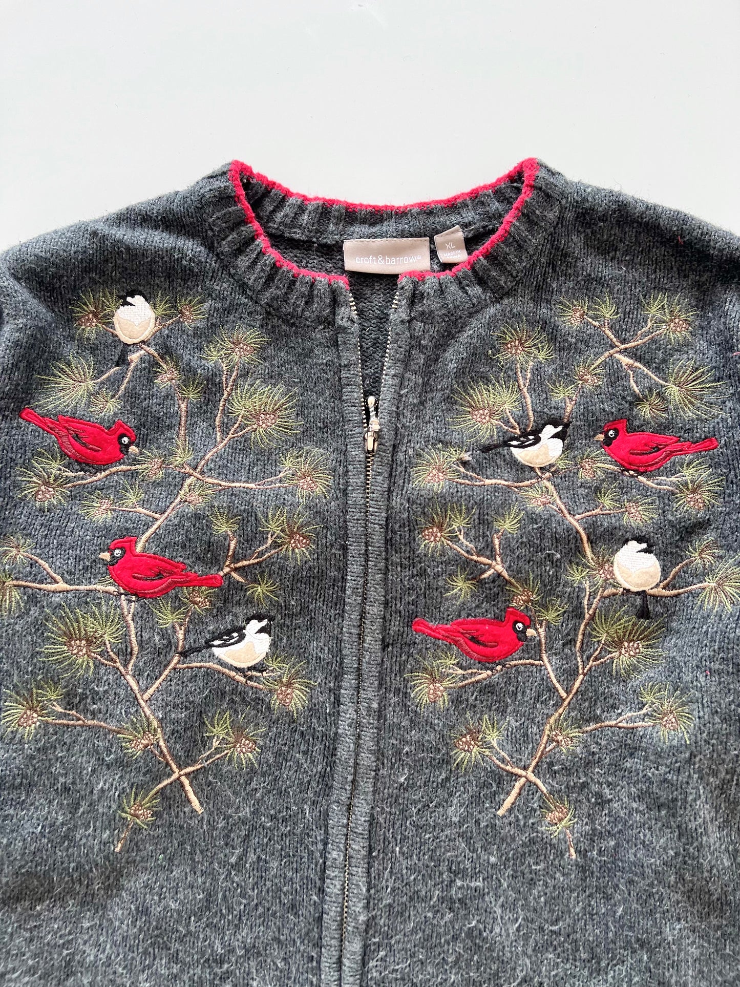 Croft&Barrow Embroidered Zipper-Bust 50