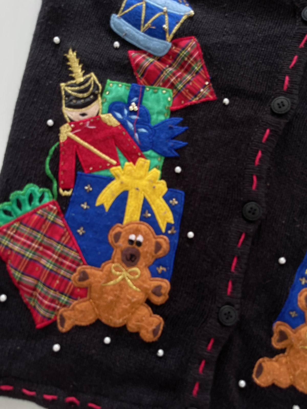 One Resource Embroidered Christmas Vest Sweater-Bust 44