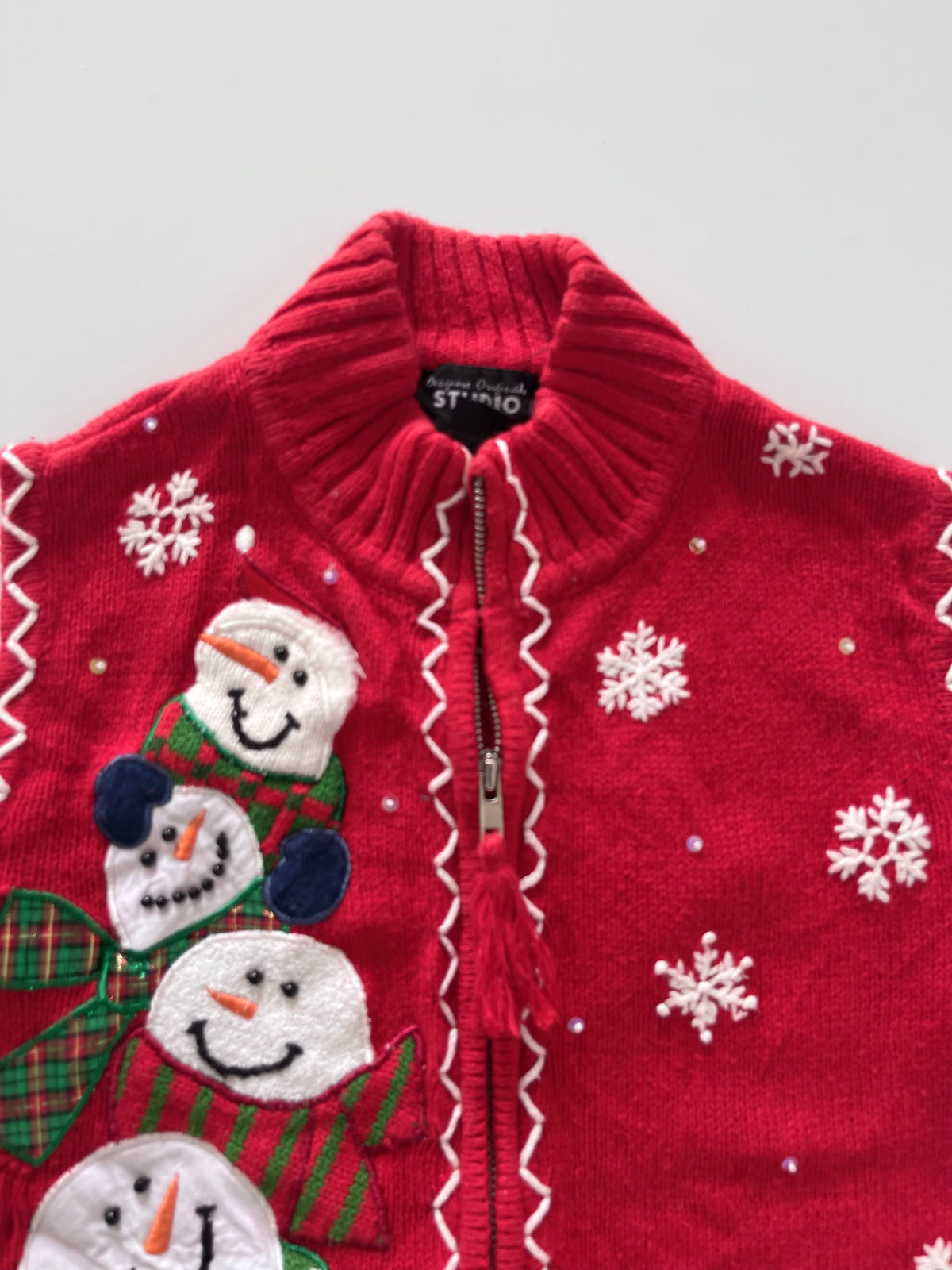 Studio Joy Embroidered Christmas Vest Sweater-Bust 36