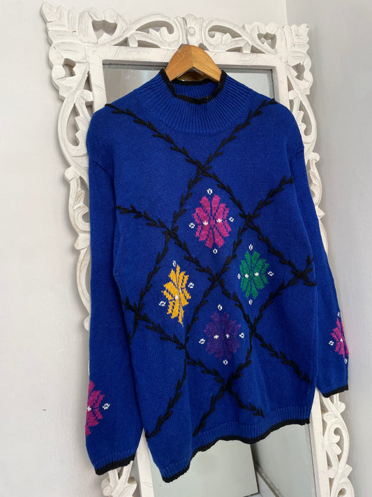 Embroidered Vintage Sweater-Bust 44