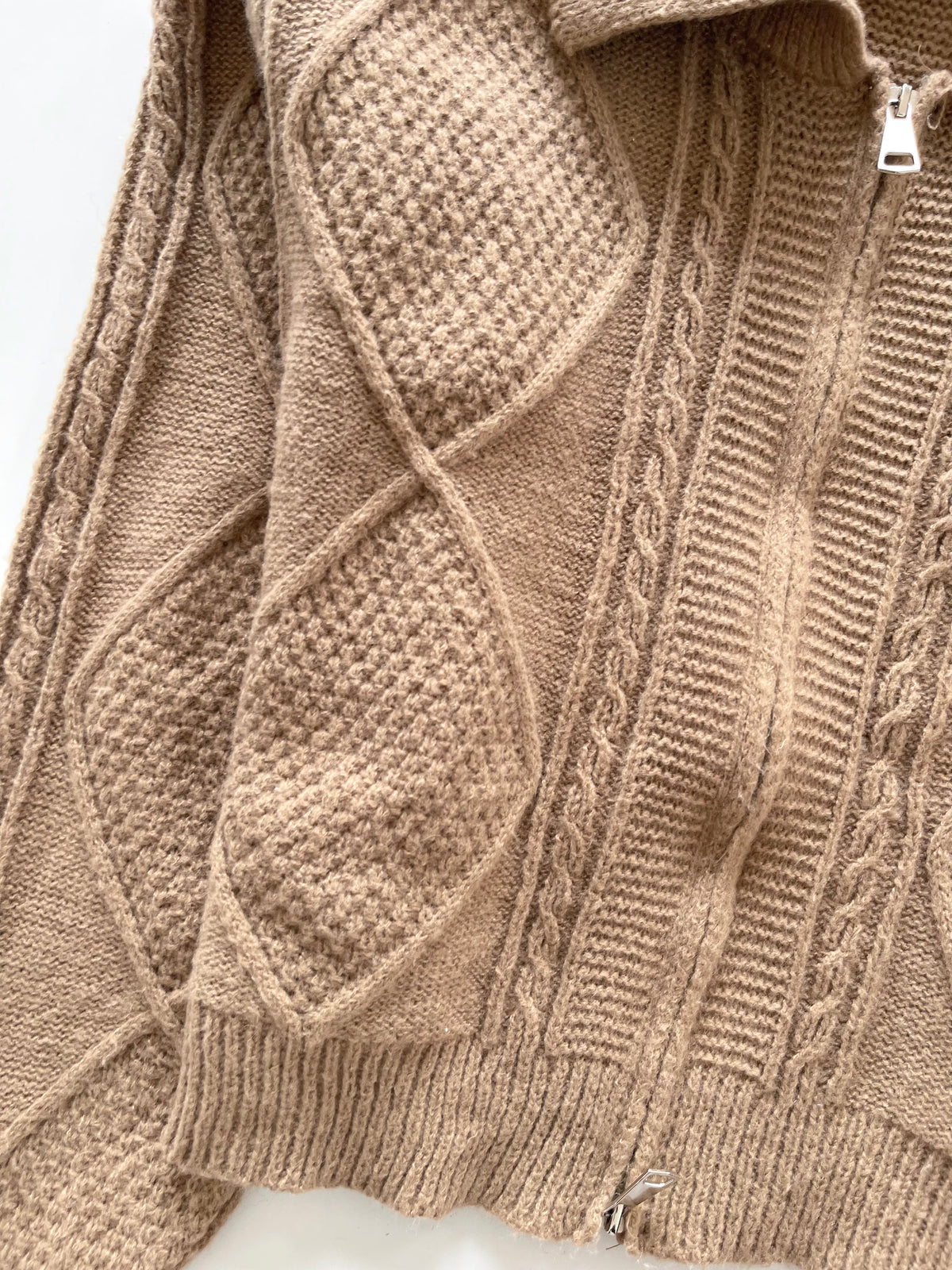 Solid Zipper Sweater-Bust 38