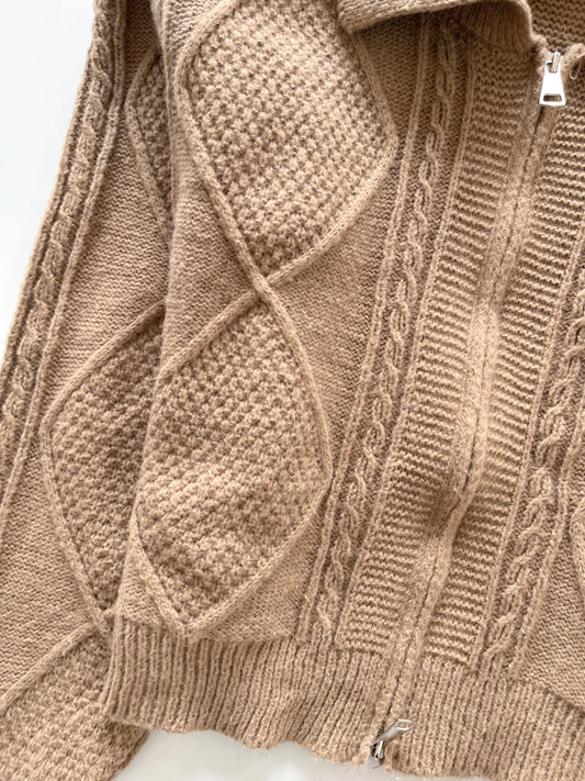 Solid Zipper Sweater-Bust 38